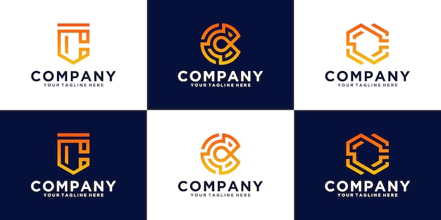 Collection of initial letter c logos, for business, finance and technology