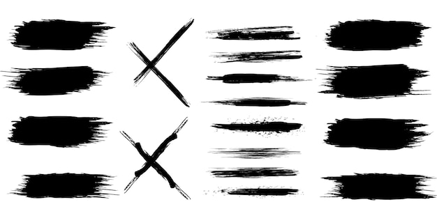 Collection of ink paint brush strokes