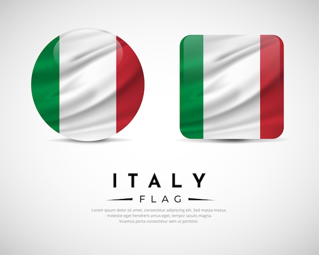 Collection of Italy flag emblem icon Italy flag symbol icon vector