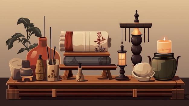 Vector a collection of items including a fireplace and a lamp