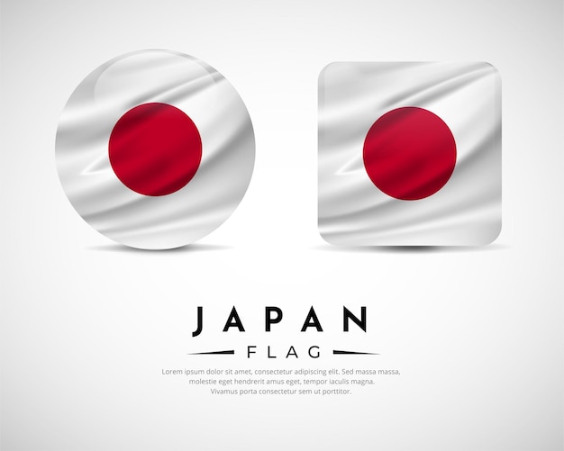 Collection of Japan flag emblem icon Japan flag symbol icon vector