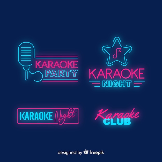 Collection of karaoke neon lights