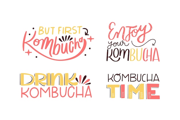 Collection of kombucha tea lettering