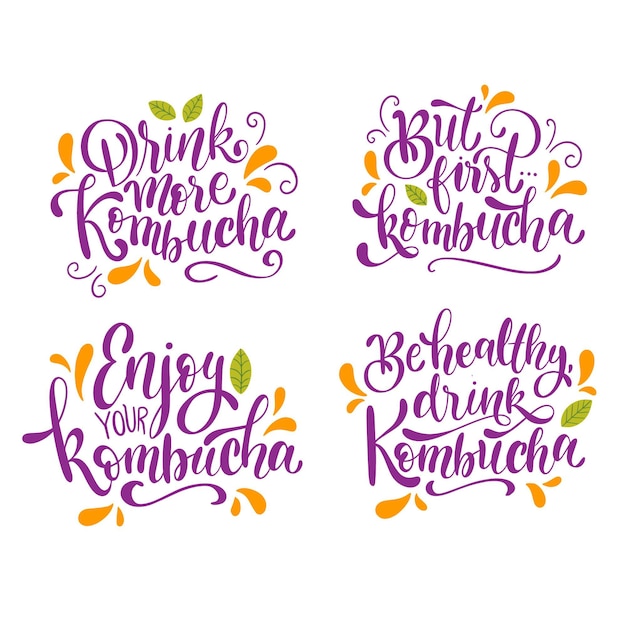 Collection of kombutcha tea lettering