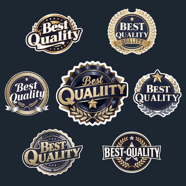 Vector a collection of labels that say best quality and quality