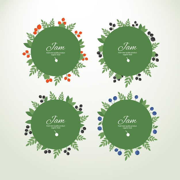 Collection labels with fresh berries