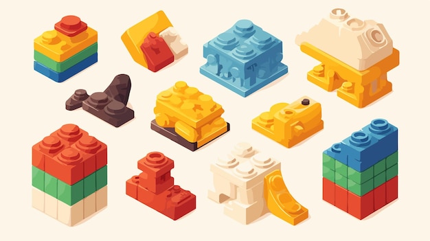 a collection of legos including one that has a brick wall