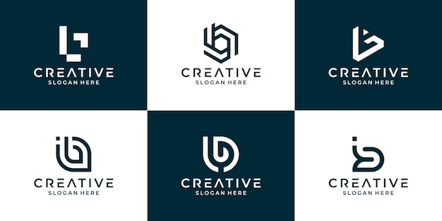 Collection of letter b with abstract design for business