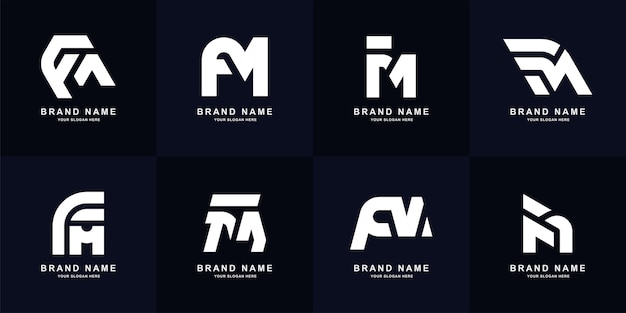 Collection letter FM or MF monogram logo design