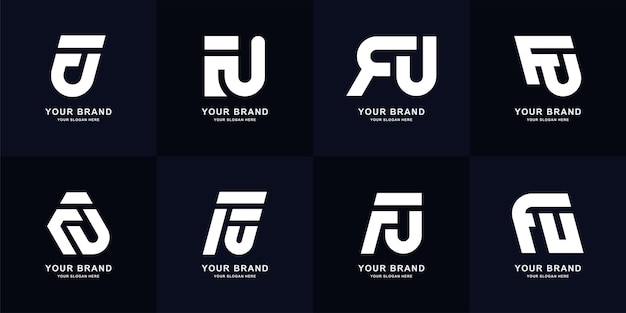 Collection letter FU or UF monogram logo design