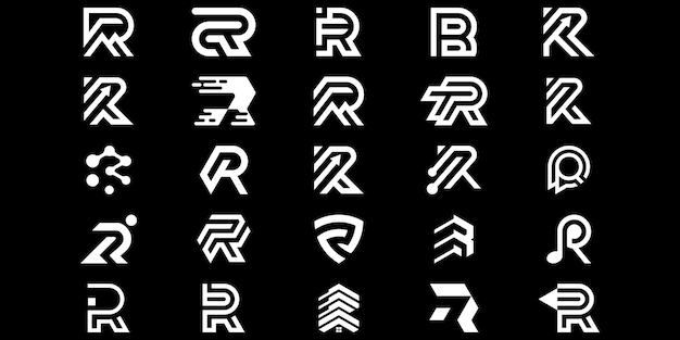 collection of letter R monogram designs icons for consulting and financial business