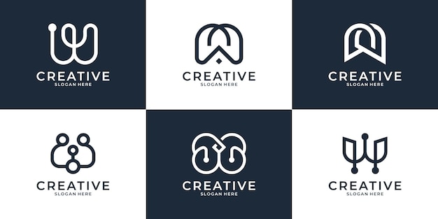 Collection of letter W logo design template.