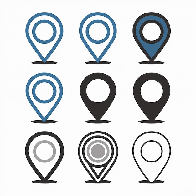 A collection of location markers or pin icons