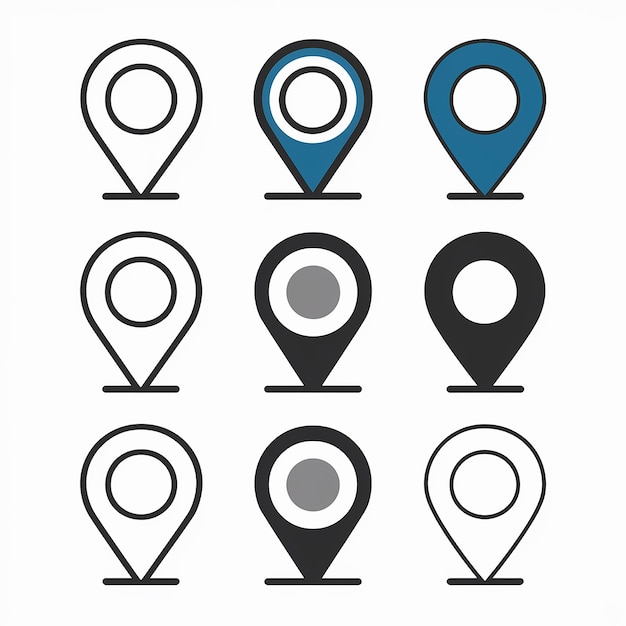 A collection of location markers or pin icons