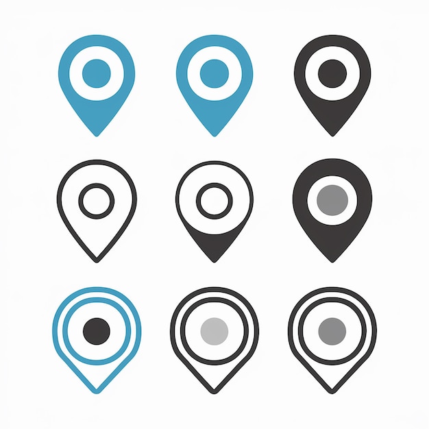 A collection of location markers or pin icons