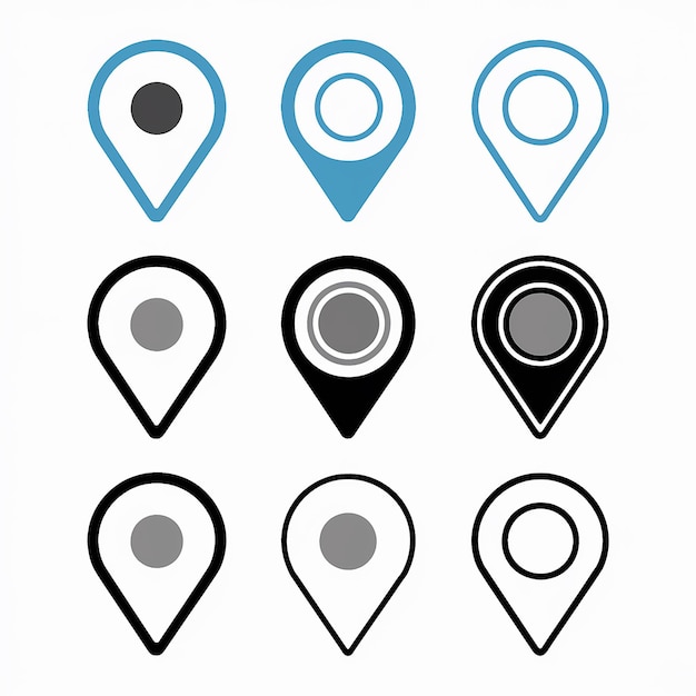 A collection of location markers or pin icons