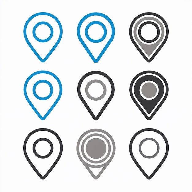 A collection of location markers or pin icons