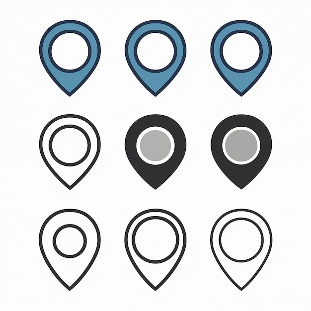 A collection of location markers or pin icons