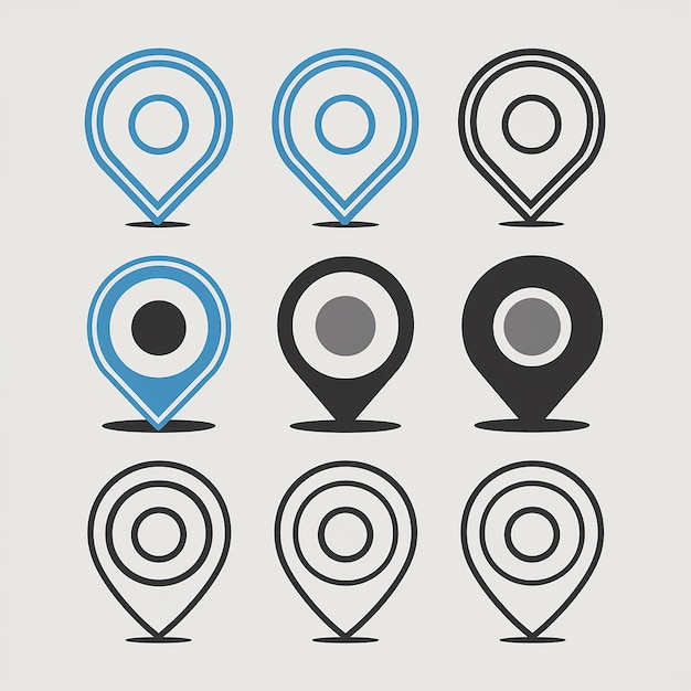 A collection of location markers or pin icons