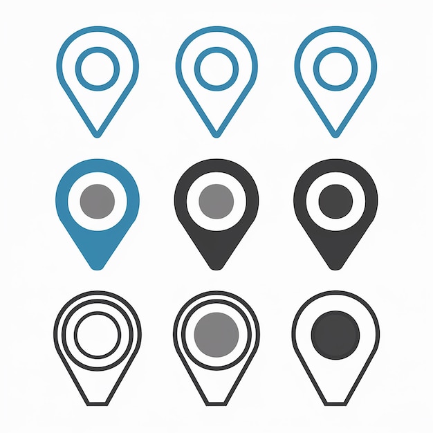 A collection of location markers or pin icons