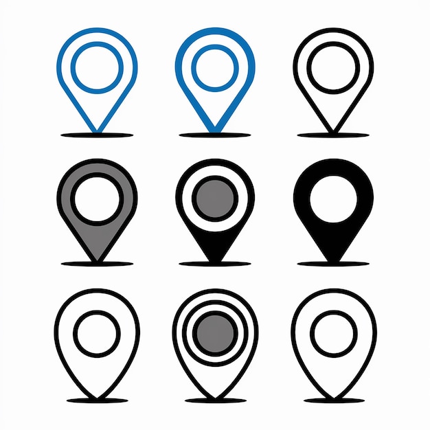 A collection of location markers or pin icons