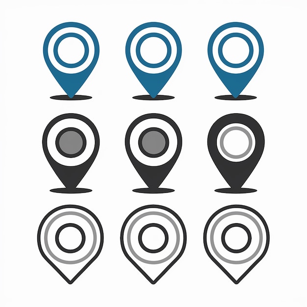 A collection of location markers or pin icons