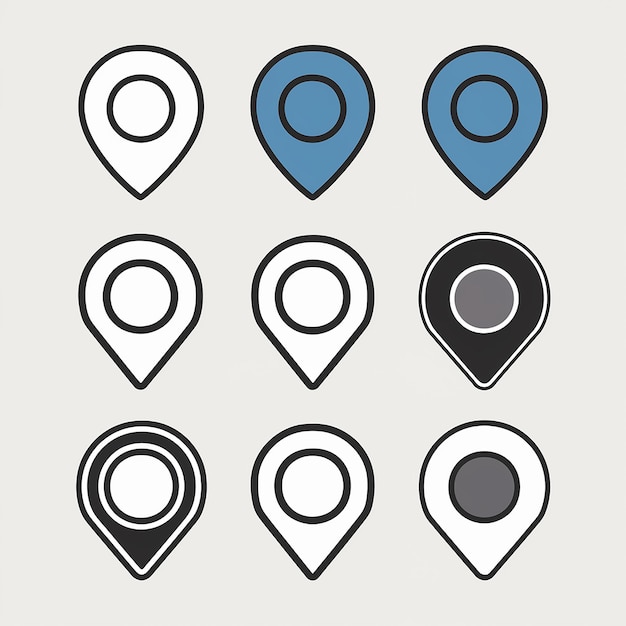 A collection of location markers or pin icons