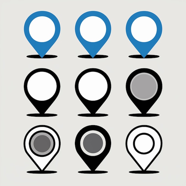 A collection of location markers or pin icons