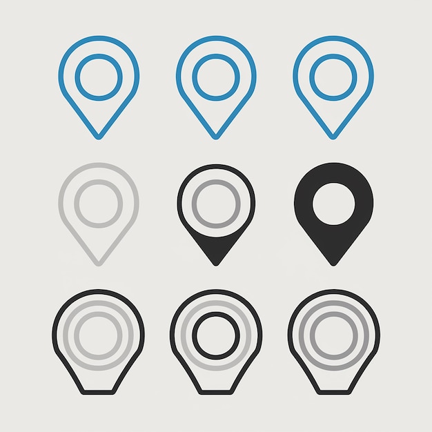 A collection of location markers or pin icons