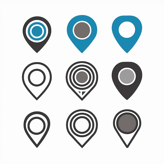 A collection of location markers or pin icons