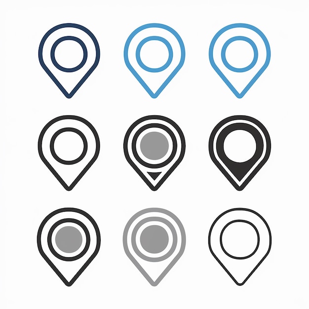 A collection of location markers or pin icons