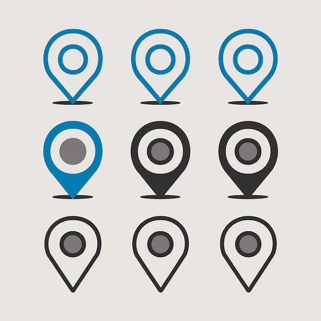 A collection of location markers or pin icons