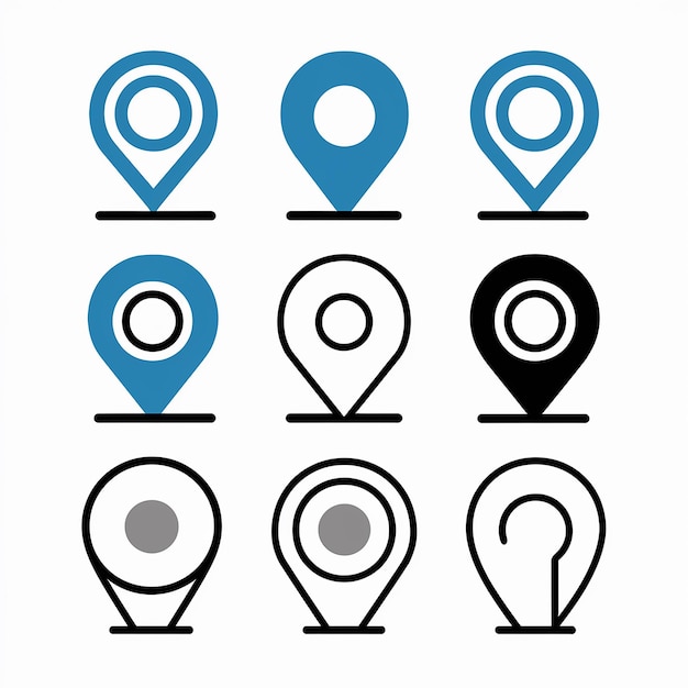 A collection of location markers or pin icons