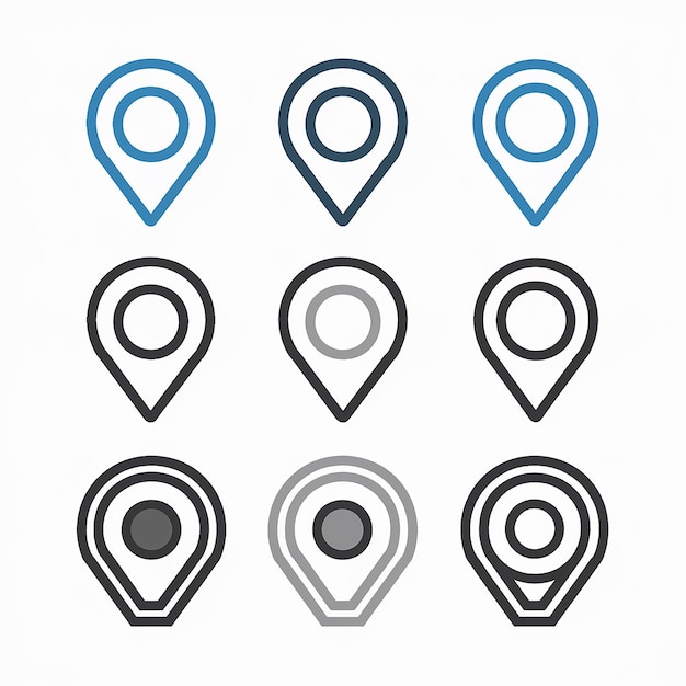 A collection of location markers or pin icons