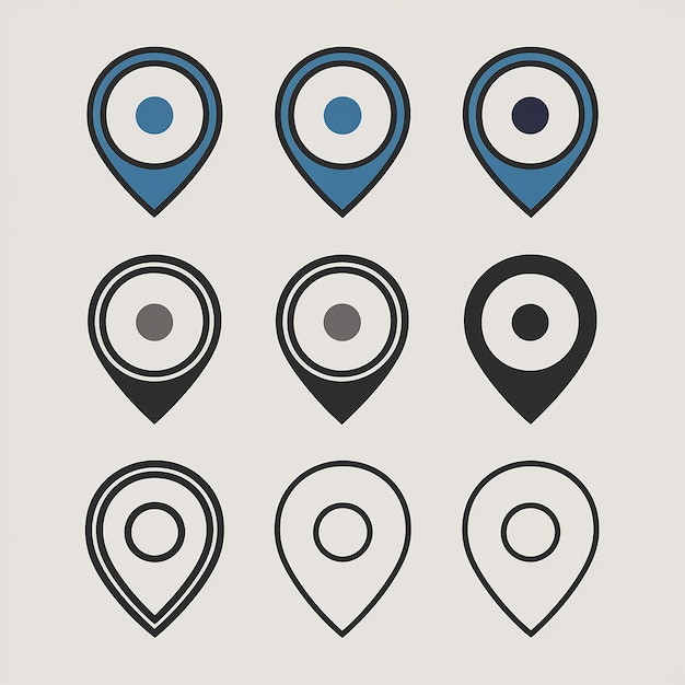 A collection of location markers or pin icons