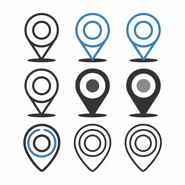 A collection of location markers or pin icons