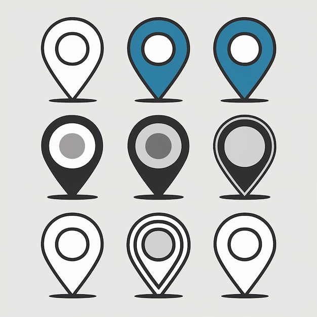 A collection of location markers or pin icons