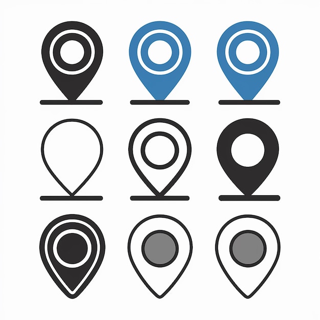 A collection of location markers or pin icons