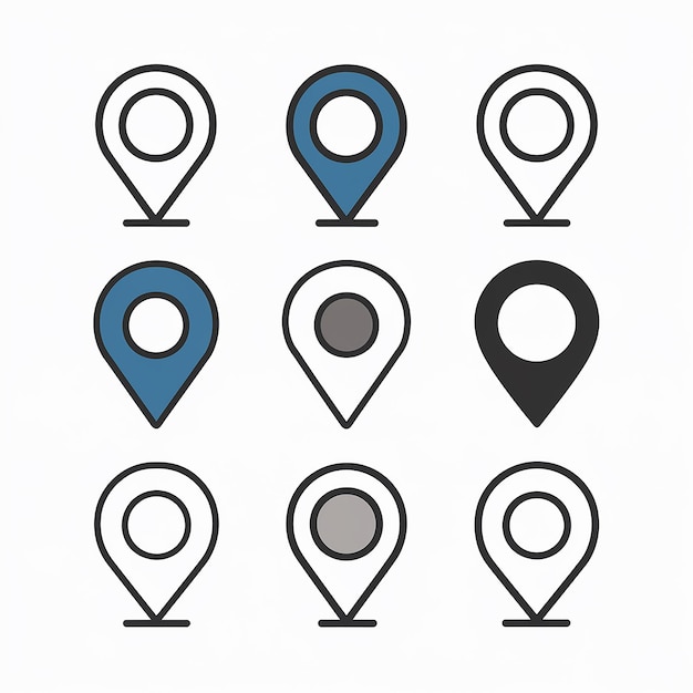 A collection of location markers or pin icons