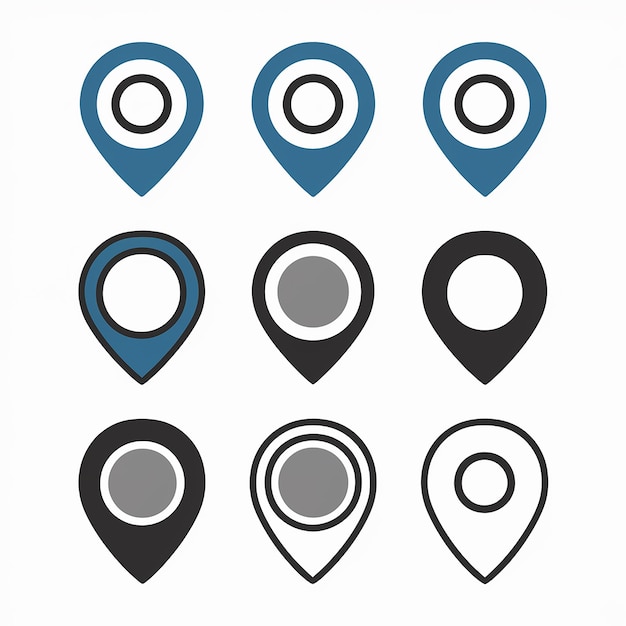 A collection of location markers or pin icons