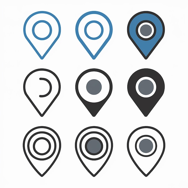 A collection of location markers or pin icons