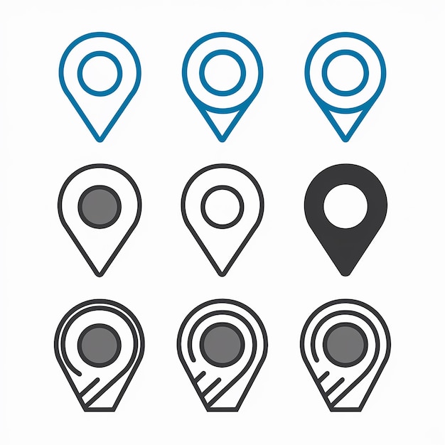 A collection of location markers or pin icons