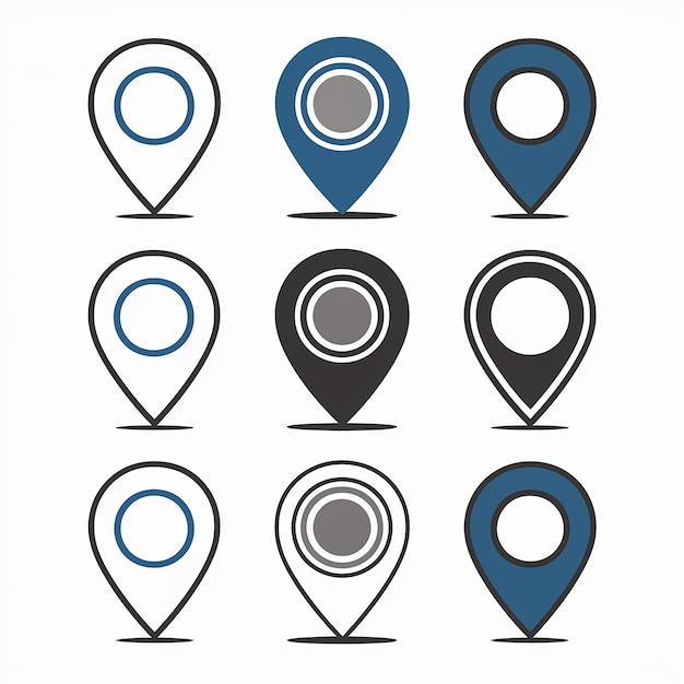 A collection of location markers or pin icons