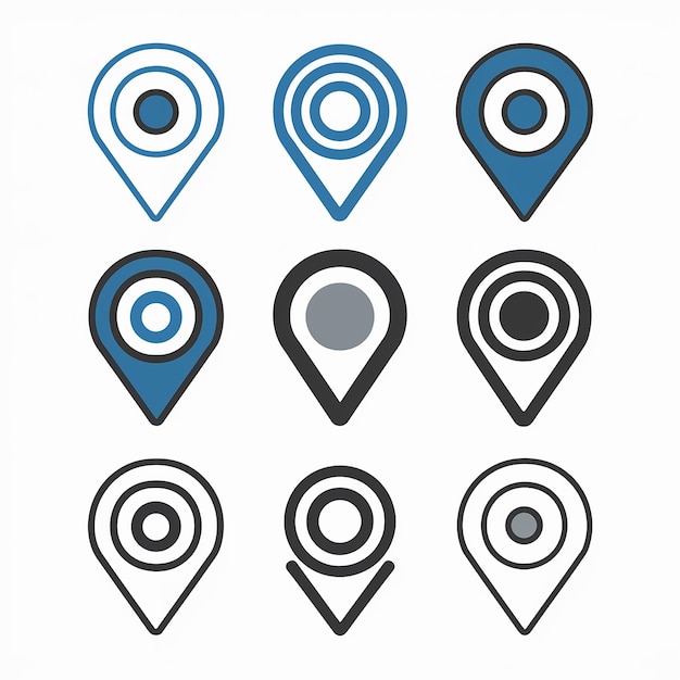 A collection of location markers or pin icons