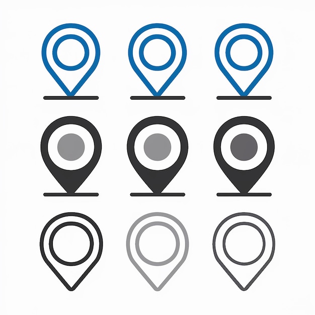 A collection of location markers or pin icons