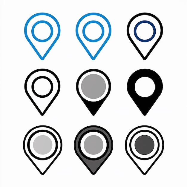 A collection of location markers or pin icons