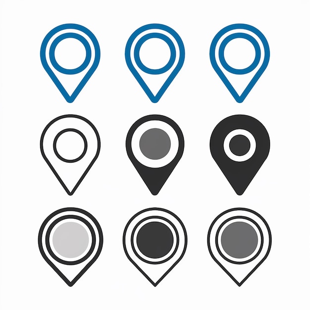 A collection of location markers or pin icons