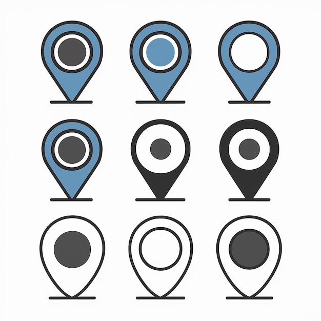 A collection of location markers or pin icons