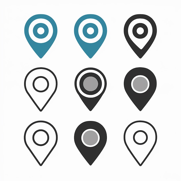 A collection of location markers or pin icons