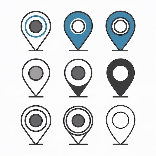 A collection of location markers or pin icons